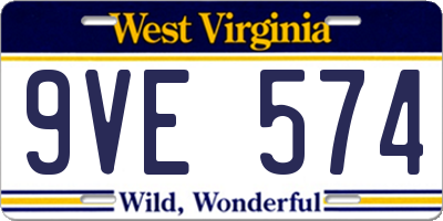 WV license plate 9VE574