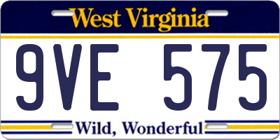 WV license plate 9VE575
