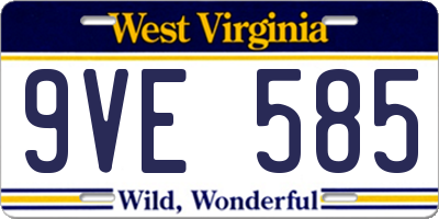 WV license plate 9VE585