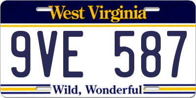 WV license plate 9VE587