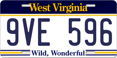 WV license plate 9VE596