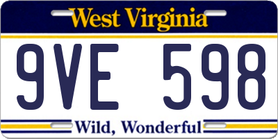 WV license plate 9VE598