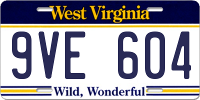 WV license plate 9VE604
