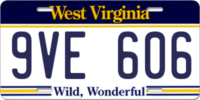 WV license plate 9VE606