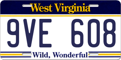 WV license plate 9VE608