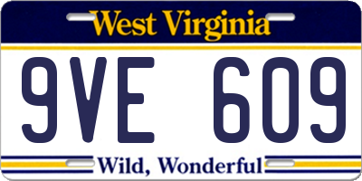 WV license plate 9VE609