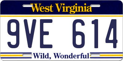 WV license plate 9VE614