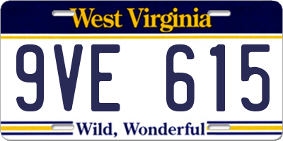 WV license plate 9VE615