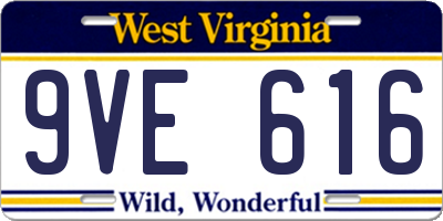 WV license plate 9VE616