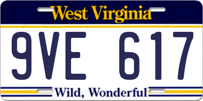 WV license plate 9VE617