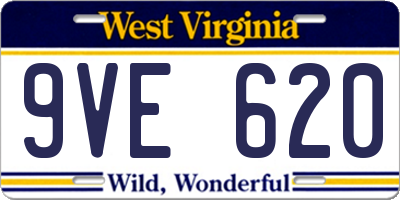 WV license plate 9VE620