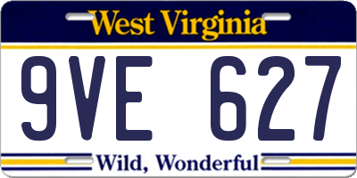 WV license plate 9VE627