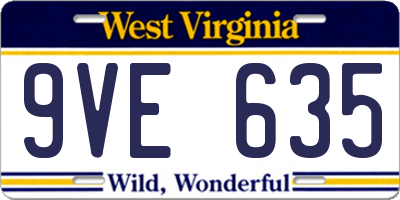WV license plate 9VE635