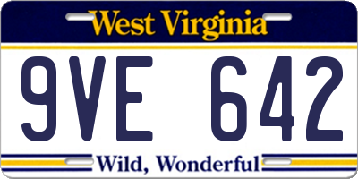 WV license plate 9VE642