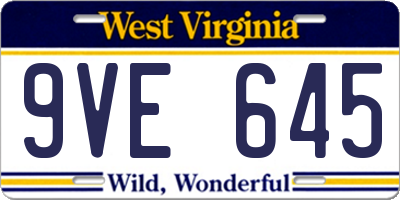 WV license plate 9VE645