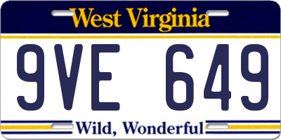 WV license plate 9VE649