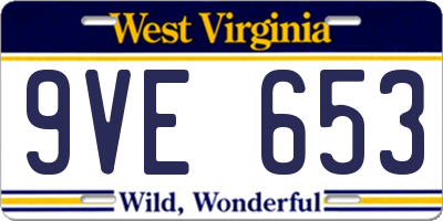 WV license plate 9VE653