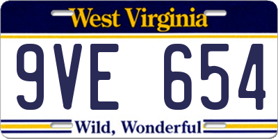 WV license plate 9VE654