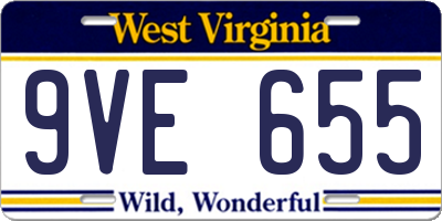 WV license plate 9VE655