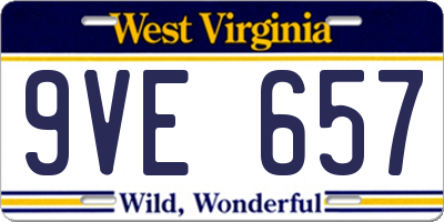 WV license plate 9VE657