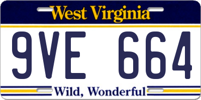 WV license plate 9VE664