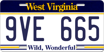 WV license plate 9VE665