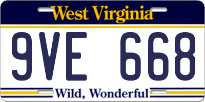 WV license plate 9VE668