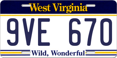 WV license plate 9VE670