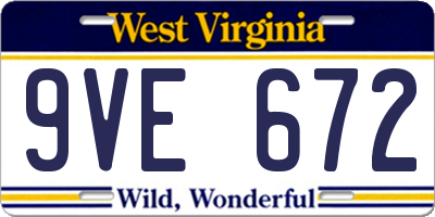 WV license plate 9VE672