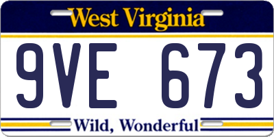WV license plate 9VE673