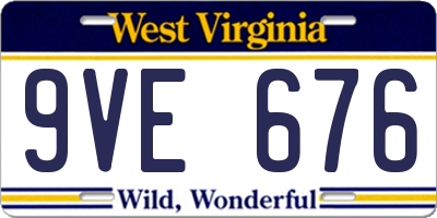 WV license plate 9VE676