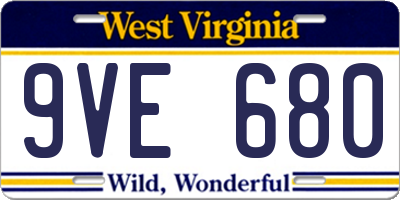 WV license plate 9VE680