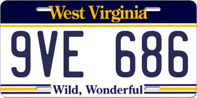 WV license plate 9VE686