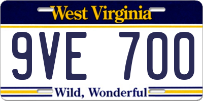 WV license plate 9VE700