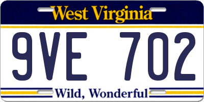 WV license plate 9VE702