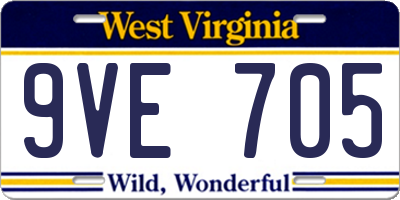 WV license plate 9VE705