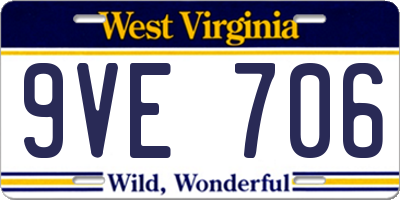 WV license plate 9VE706
