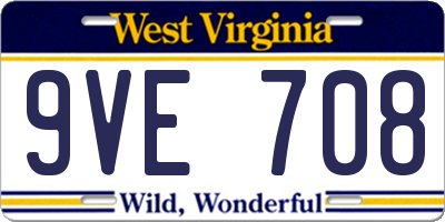 WV license plate 9VE708