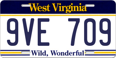 WV license plate 9VE709