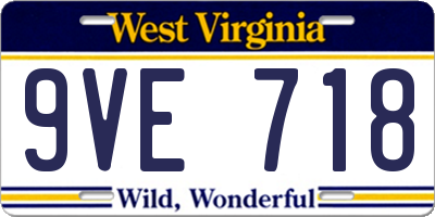 WV license plate 9VE718