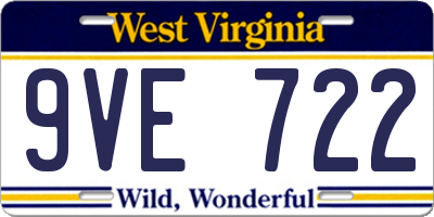 WV license plate 9VE722