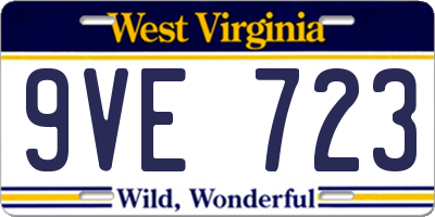 WV license plate 9VE723