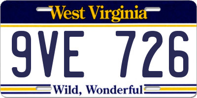 WV license plate 9VE726