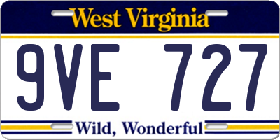WV license plate 9VE727