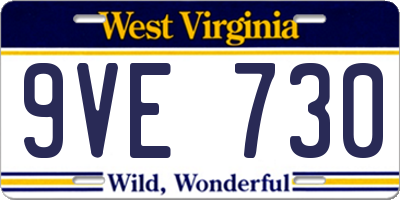 WV license plate 9VE730