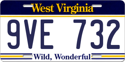 WV license plate 9VE732