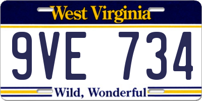 WV license plate 9VE734