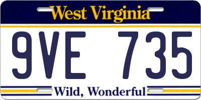 WV license plate 9VE735