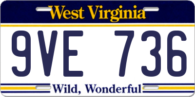WV license plate 9VE736