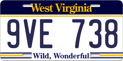 WV license plate 9VE738